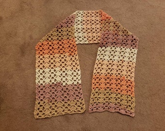 Shells & Squares Scarf - Pastry Puff Colorway - Crocheted