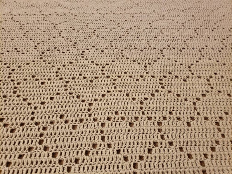 Tesselated Hearts Filet Blanket Crochet Pattern PDF File image 2