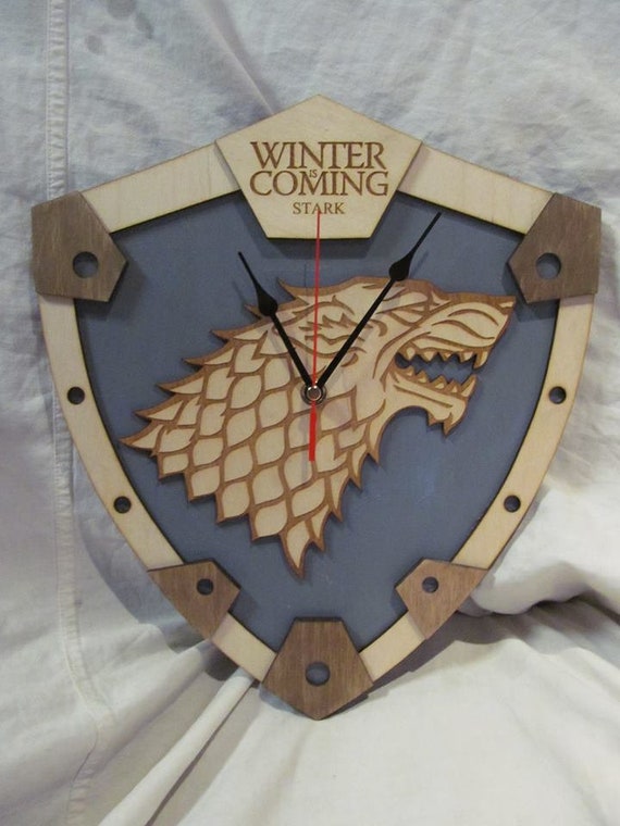 Stark Clock in Wood Game of Thrones Clock Etsy