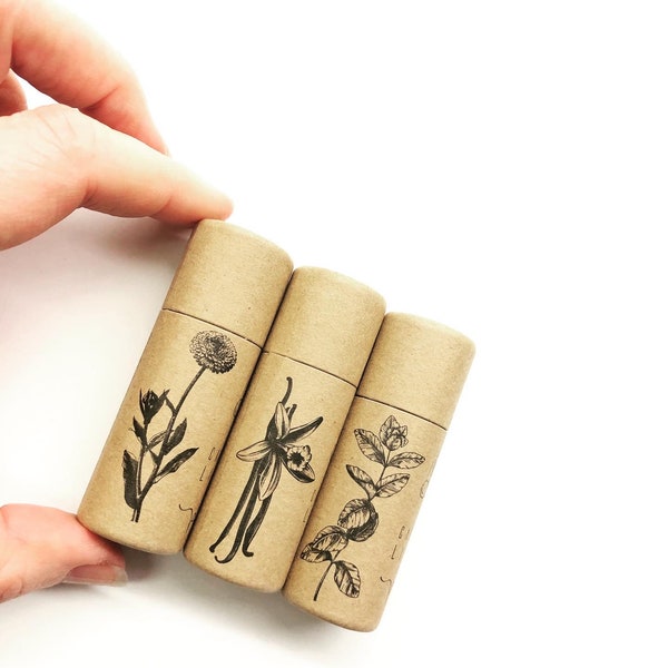 Zero Waste Avocado Calendula organic Lip balm in paper tube!