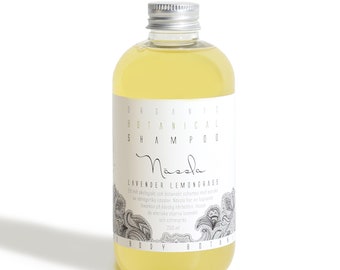 Organic Nettle Herbal Shampoo with Lemongrass and Lavender essential oils. Biodegradable.