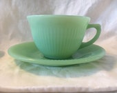 Vintage Fire-King Jadeite Jadite Jane Ray cup and saucer