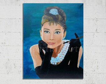 Audrey Hepburn print Digital DIY print "Breakfast at Tiffany's" painting Direct download original artwork home decoration