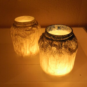 Theelicht houder Halloween pot lichten wit zilver blauw sprankelende handgemaakte waxinelicht kandelaar kaarsen decoraties huis inrichting