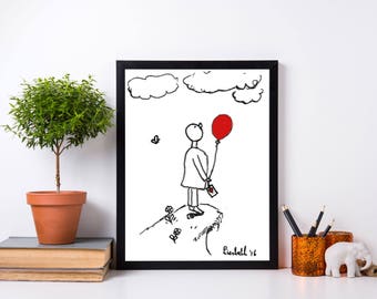 Printable Thinking Of You tekening prent in herinnering liefde bericht medeleven kaart afbeelding huis inrichting kunst directe download