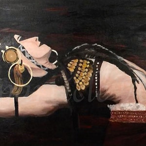 Original acrylic painting Rachel Brice gothic lady belly dancer tribal fusion dance original fine art acrylic on canvas large artwork image 1