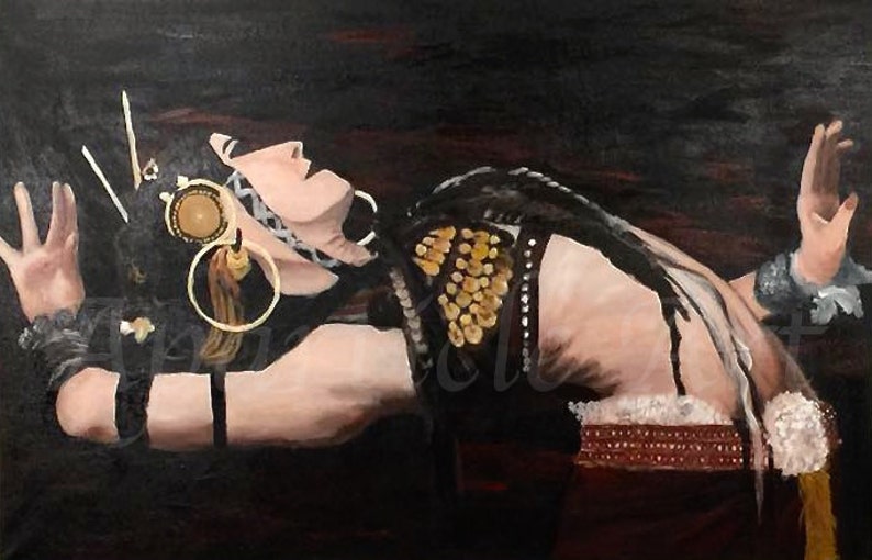 Original acrylic painting Rachel Brice gothic lady belly dancer tribal fusion dance original fine art acrylic on canvas large artwork image 1