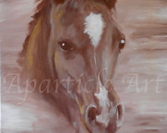 Brown foal original handpainted acrylic painting / contemporary figurative / animals painting / artwork / sand colored wall art