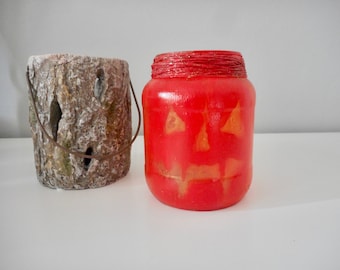 Hand-painted halloween tea light holder jack o lantern pumpkin jar painted pots party lighting house terrace garden decoration