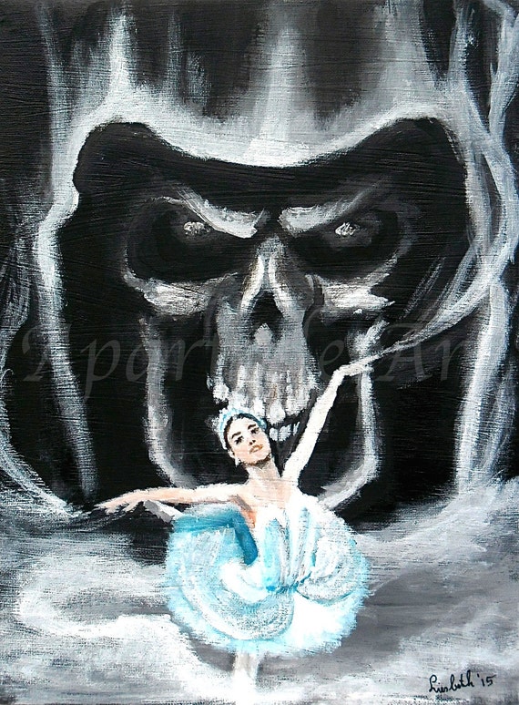 Original Acrylic Painting Dark Art Grimreaper And The White Etsy