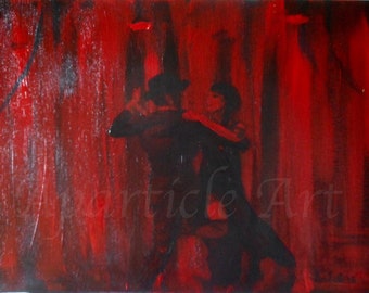 Original acrylic painting tango dance couple passionate dance fine wall art dancers hand painted gallery unique house room decorations