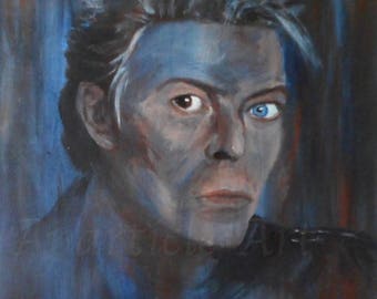 Original artwork painting David Bowie portrait artwork original acrylic wall art unique home decor decorations by Aparticle