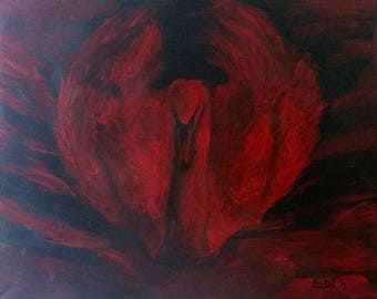 Mute swan red black original acrylic painting artwork wall art animals birds unique gallery home décor gift for him her