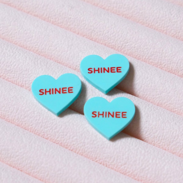 SHINEE candy heart badges - pearl aqua