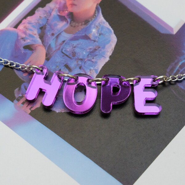 HOPE bangtan purple mirror acrylic adjustable necklace