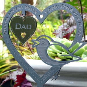 Memorial Plaque Gift Robin Ornament, Grave Decoration Personalised Custom Engraved Memorial With Stake, Remembrance, Sympathy, Mum, Dad