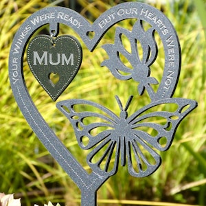 Memorial Plaque Gift Butterfly Ornament, Grave Decoration Personalised Custom Engraved Memorial With Stake, Remembrance, Sympathy, Mum, Dad