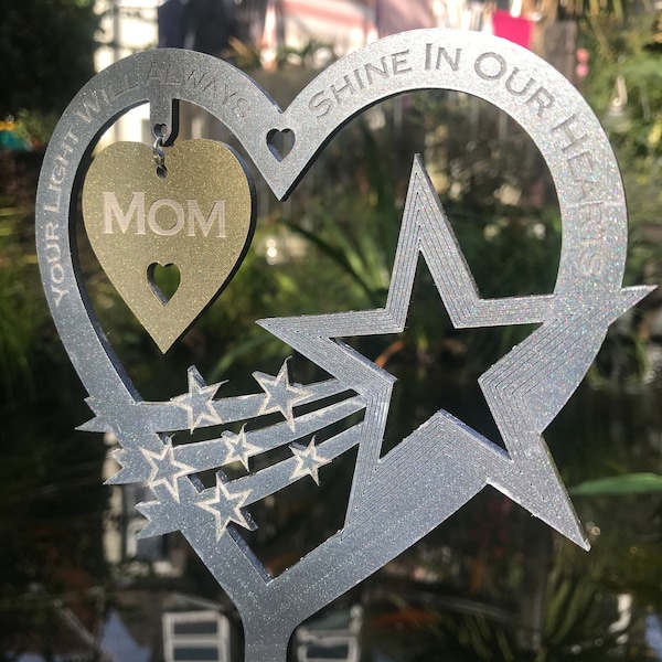 Memorial Plaque Gift Shooting Star Ornament, Grafdecoratie Gepersonaliseerde Aangepaste Gegraveerde Memorial, Herdenking, Sympathie, Mama, Papa