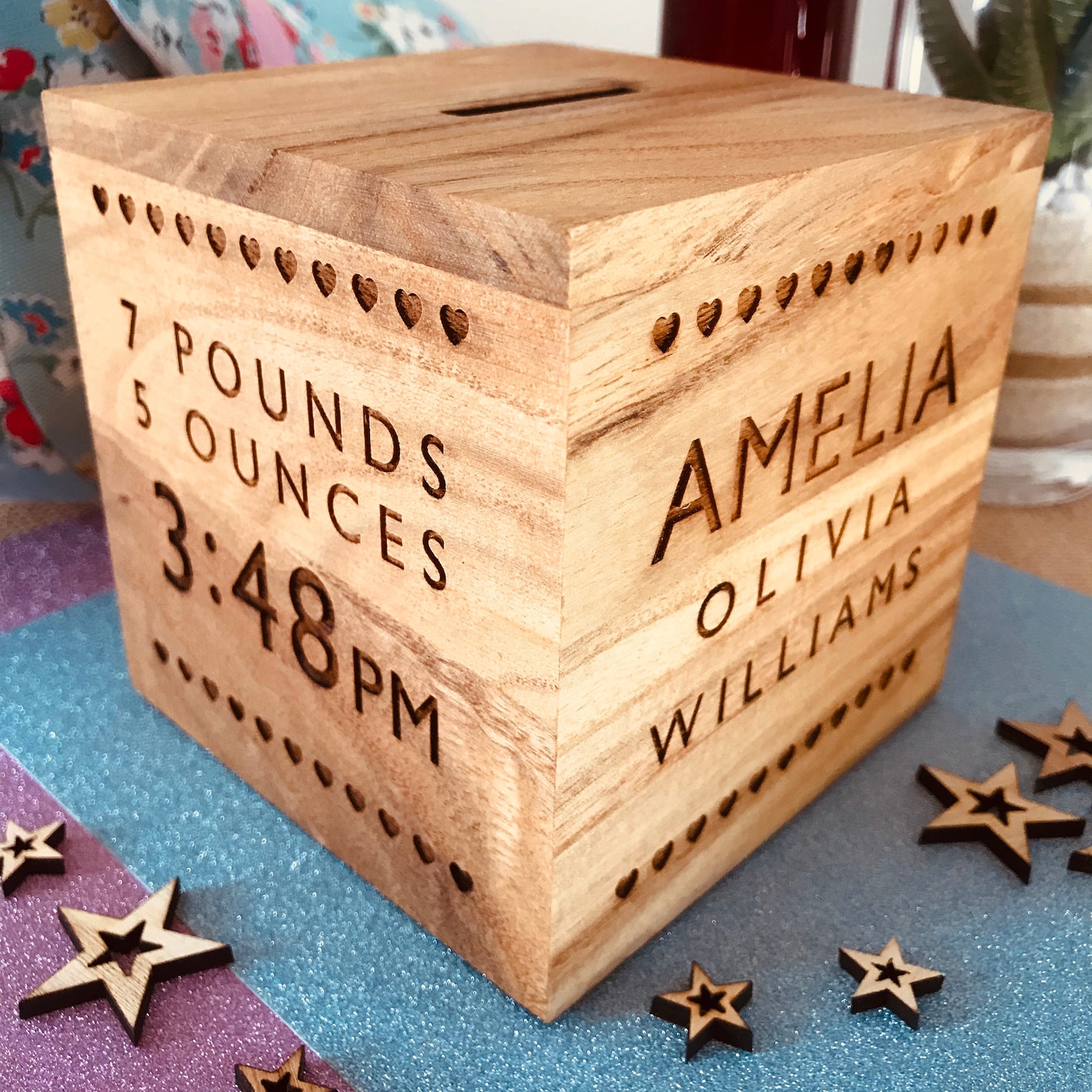 Personalised Laser Engraved Wooden Money Box heart Etsy