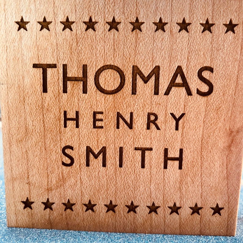 Personalised Baby Block Stars Wooden Baby Block Unique Baby Gift Twin Baby Gift New Parents Gift Personalized Baby Name Keepsake image 7