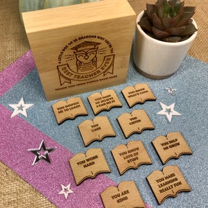 Personalised 10 Reasons Why You're The Best Teacher Ever Bamboo Box & Tokens End Of Term Leaving Thank You Teaching Assistant OWL DESIGN image 10