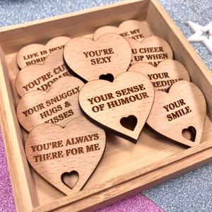 10 Reasons Why I Love You Bamboo Box and Personalised Hearts Birthday, Anniversary, Valentines Day Gift, Boyfriend Girlfriend Wife Husband image 4