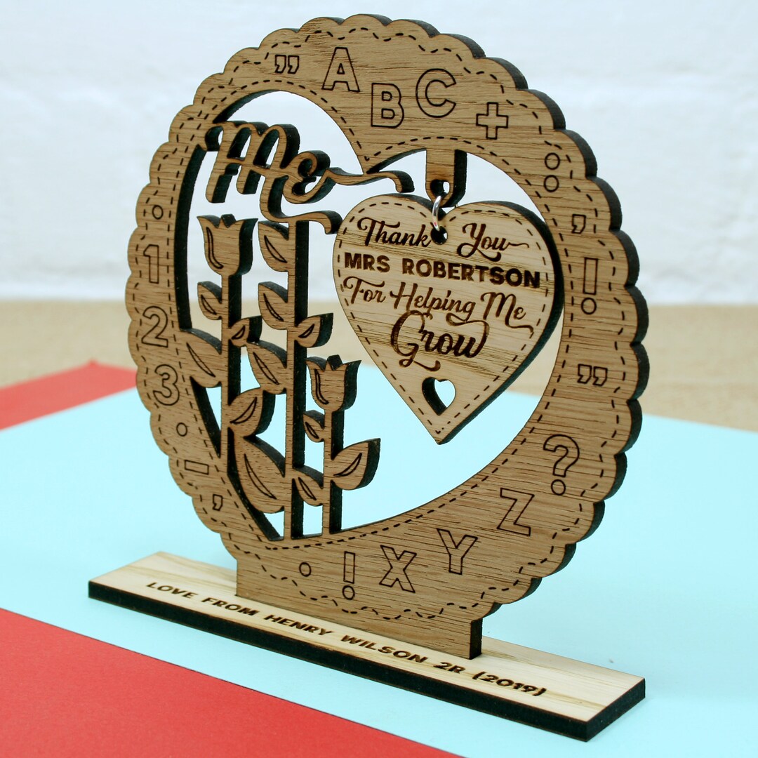 Personalised Teacher Wooden Gift, Teacher Thank You, End of Year Gift ...