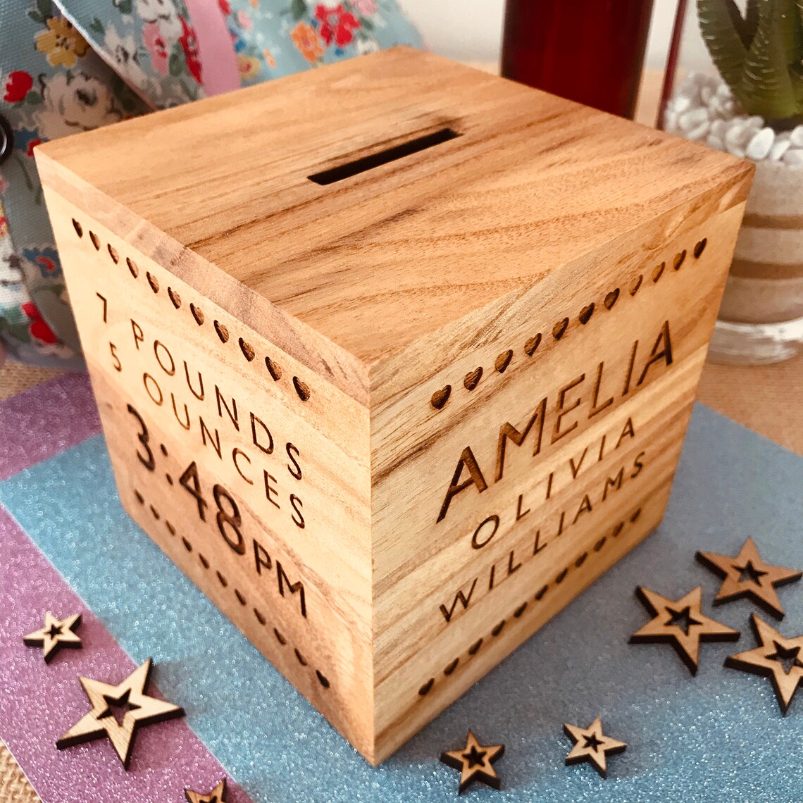 Personalised Laser Engraved Wooden Money Box HEART Etsy