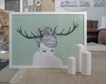 Antler Girl, Digital Print DIN B2