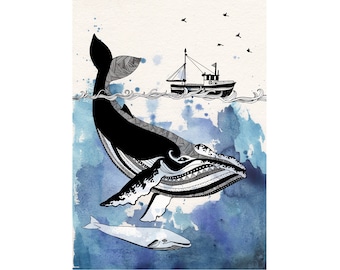 Blue Whale, Postkarte