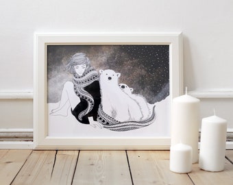 Polar Bear Love, Digital Print A3