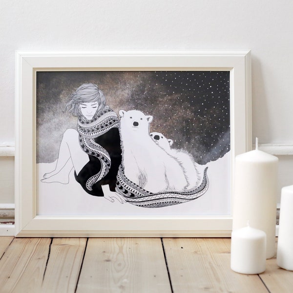 Polar Bear Love, Digital Print A3