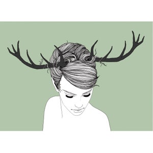 Antler Girl, postcard image 1