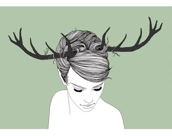 Antler Girl, postcard