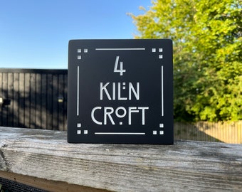 Mackintosh Style Slate House Sign: Engraved Door, Gate, or Fence Sign