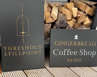 Hand Crafted Slate House Sign: Deep Engraved, Painted Motif