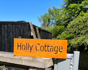 Corten Steel Rustic House - Number - Address Sign , For Gates , Fence , Walls ,  2mm thick 300x100mm