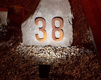 Large Corten Steel House Numbers: Rustic Metal Letters, Free Magnetic Fixtures