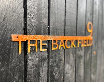 Stylish Corten Steel House Number, Name and Address Sign - Modern Outdoor Metal Art