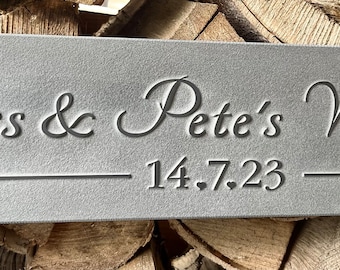 Relief Engraved Wedding Slate Sign Plaque
