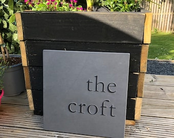Relief Engraved Slate House Sign 300mm x 300mm with Free Hidden Fixing Kit