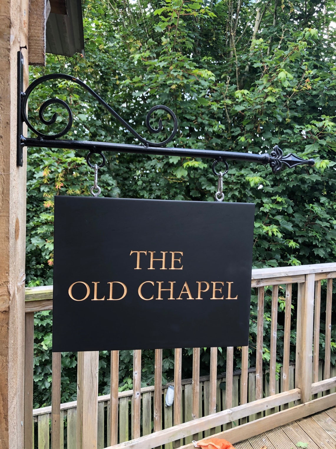 Double Sided Hanging Slate House Sign with Wrought Iron Steel Etsy