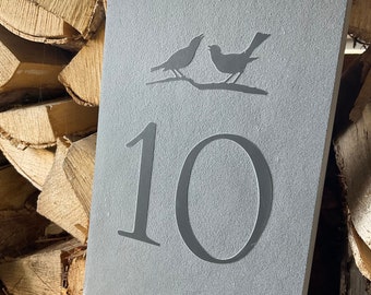 Bird Design Relief Engraved Slate House Sign 200mm x 150mm