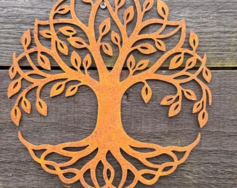 Corten Steel Tree of Life Wall Art, Weathering Metal Sculpture, Indoor Outdoor Decor