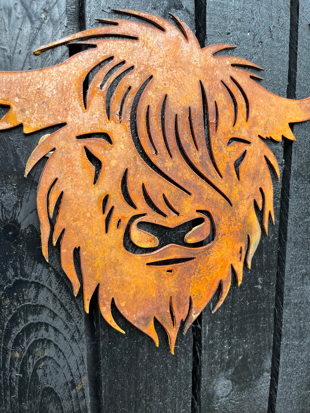 Large Iconic Rusty Scottish Highland Cow , Wall Art , Garden Art , Home ...