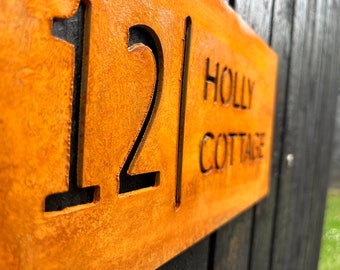 Unique Corten Steel House Signs | Modern Outdoor Decor