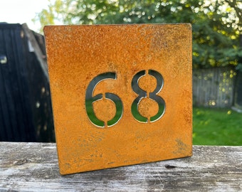 Corten Steel Rustic House Number Sign Personalised Weathering Metal various sizes available
