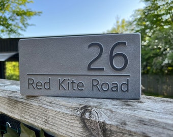 Relief Engraved Slate House Sign: Custom Address Plaque, Hidden Fixings