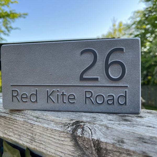 Relief Engraved Slate House Sign: Custom Address Plaque, Hidden Fixings