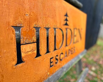 Custom Corten Steel Sign: Rustic Industrial Farmhouse Decor